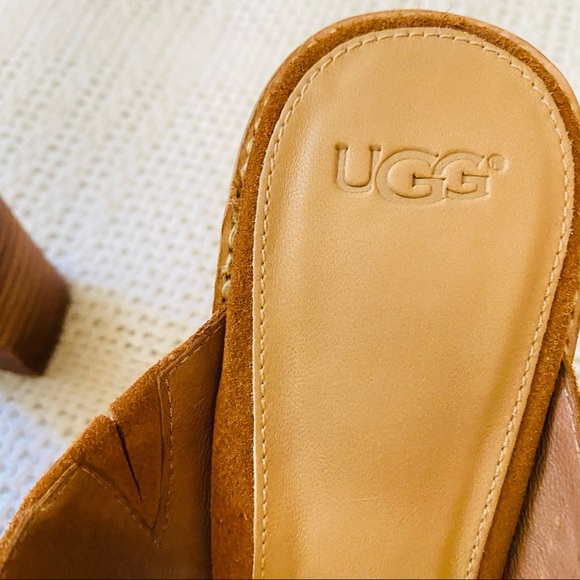 UGG tan suede women’s 8.5 stacked heel Celia mules - Picture 10 of 16
